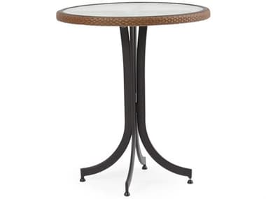 Watermark Living Cape Town Aluminum 30'' Round Black Counter Height Table with Glass Top PS3298C