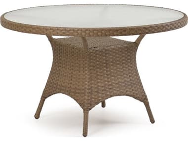 Watermark Living Alexandria Wicker 48''Wide Round Glass Top Dining Table PS6048G
