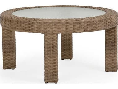 Watermark Living Seaside Wicker 40'' Wide Round Glass Top Coffee Table PS6327G