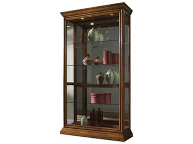 Pulaski 43'' Wide Hardwood Golden Oak Brown Curio Display Cabinet PU20544