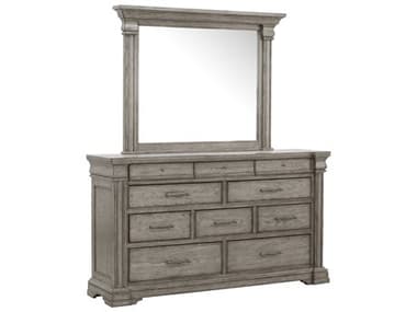 Pulaski Madison Ridge 69" Wide 10-Drawers Gray Oak Wood Dresser with Mirror PUP091BRK7