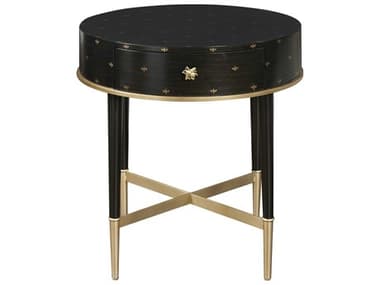 Pulaski Accents 24'' Round Wood Soft Black With Gold End Table PUP301012