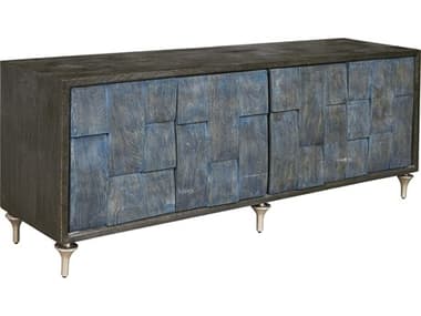 Pulaski Accents 72" Mango Wood Black And Ocean Blue Media Console PUP301031