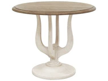 Pulaski Accents 36" Round Wood Antique White And Natural End Table PUP301664