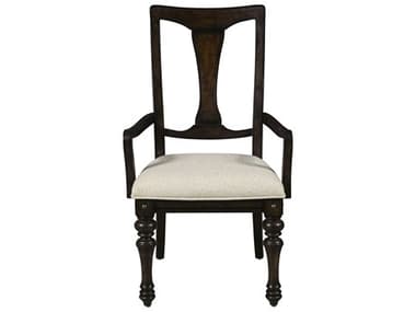 Pulaski Cooper Falls Fabric Rubberwood Brown Upholstered Arm Dining Chair PUP342261