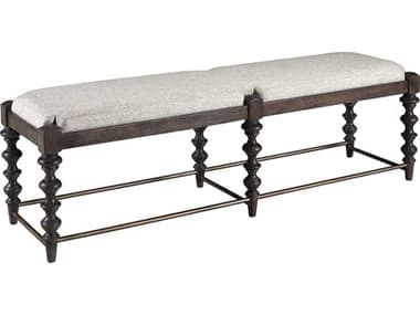 Pulaski Revival Row 60" Chimney Smoke Gray Fabric Upholstered Accent Bench PUP348132
