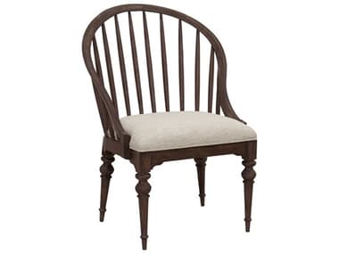 Pulaski Revival Row Spindle Back Rubberwood Beige Fabric Upholstered Arm Dining Chair PUP348275