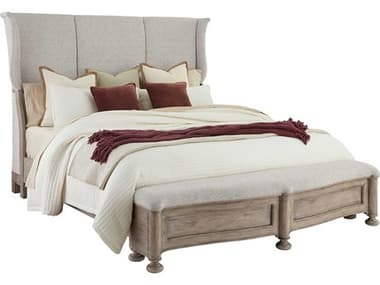 Pulaski Higgins Street Woodland Stone Gray Rubberwood Upholstered Queen Sleigh Bed PUP349BRK1