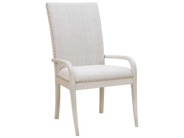 Pulaski Ashby Place Rubberwood White Fabric Upholstered Arm Dining Chair PUP359271