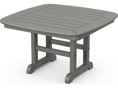 POLYWOOD® Nautical Recycled Plastic 31'' Square Conversation Table with Umbrella Hole PWNCCT31