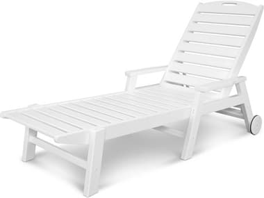 POLYWOOD® Nautical Stackable Chaise Lounge with Wheels Set Replacement Cushions PWNCW2280CH