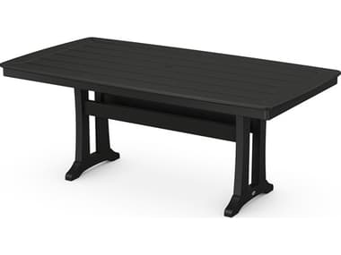 POLYWOOD® Nautical Recycled Plastic 73D x 38W Rectangular Dining Table with Umbrella Hole PWPL83T2L1