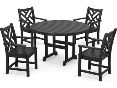 POLYWOOD® Chippendale Recycled Plastic 5-Piece Outdoor Patio Dining Set PWPWS1221