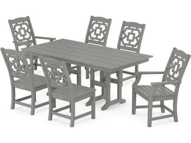 POLYWOOD® Martha Stewart Chinoiserie 7-Piece Farmhouse Dining Set PWPWS15611