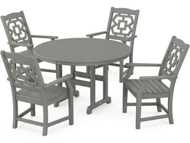 POLYWOOD® Martha Stewart Chinoiserie 5-Piece Round Farmhouse Dining Set PWPWS15781