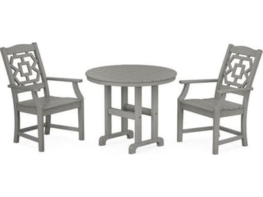 POLYWOOD® Martha Stewart Chinoiserie 3-Piece Farmhouse Outdoor Dining Set PWPWS15821