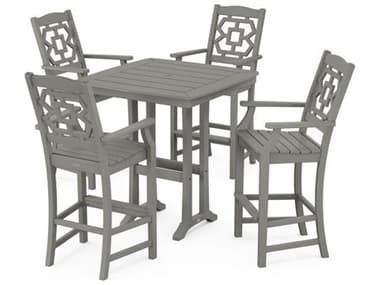 POLYWOOD® Martha Stewart Chinoiserie 5-Piece Bar Set with Trestle Legs PWPWS16121