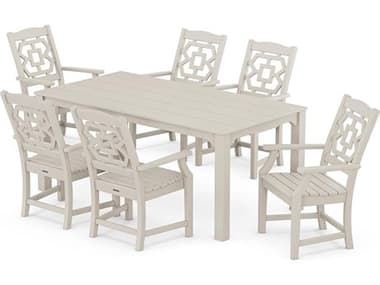 POLYWOOD® Martha Stewart Exclusive Chinoiserie Arm Chair 7-Piece Parsons Dining Set PWPWS24051