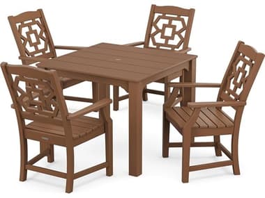 POLYWOOD® Martha Stewart Exclusive Chinoiserie 5-Piece Parsons Outdoor Patio Dining Set PWPWS24081