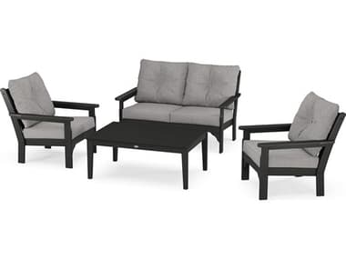 POLYWOOD® Vineyard Recycled Plastic 4-Piece Deep Seating Lounge Set PWPWS4052