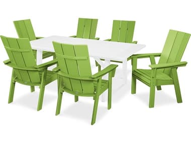 POLYWOOD® Modern Recycled Plastic 7 Piece Rustic Farmhouse Dining Set PWPWS4471