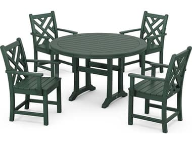 POLYWOOD® Chippendale Recycled Plastic 5 Piece Outdoor Patio Dining Set PWPWS5051