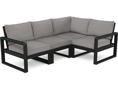 POLYWOOD® Edge Recycled Plastic Deep Seating 4 Piece Sectional Outdoor Lounge Set PWPWS5212