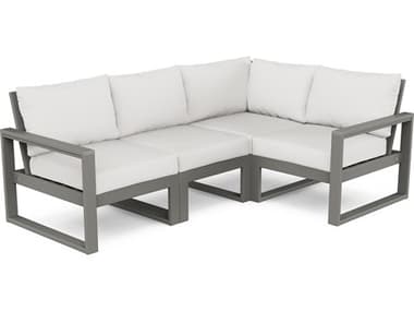 POLYWOOD® Edge Recycled Plastic Deep Seating 4 Piece Sectional Lounge Set PWPWS5212