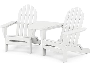 POLYWOOD® Classic Recycled Plastic Folding Adirondacks with Connecting Table Set PWPWS5621