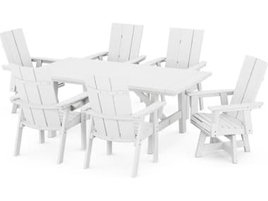 POLYWOOD® Modern Recycled Plastic Curveback 7 Piece Dining Set PWPWS5671