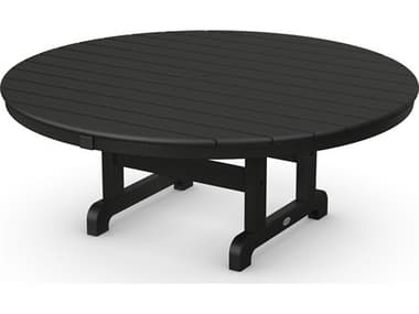 POLYWOOD® Traditional Recycled Plastic 48'' Wide Round Chat Table with Umbrella Hole PWRCT248