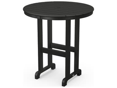 POLYWOOD® Traditional Recycled Plastic 36'' Round Counter Table with Umbrella Hole PWRRT236