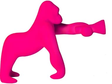 Qeeboo Kong XS Fuchsia Velvet Pink Table Lamp QB10003FXFL