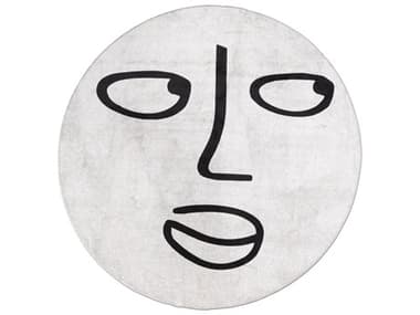 Qeeboo Linescapes Silent Moon Graphic Area Rug QB42010RDFA