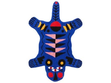 Qeeboo Oggian Blue Panther Graphic Area Rug QB42106PB