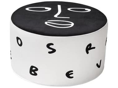 Qeeboo Linescapes White Black Midnight Monologue Upholstered Pouf QB46202MM