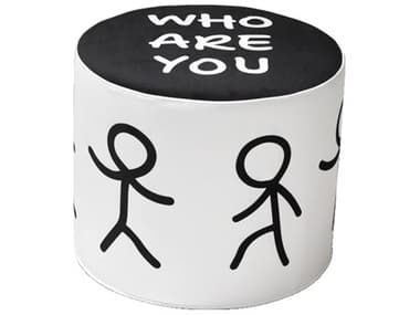 Qeeboo Linescapes Black Who Are You Upholstered Pouf QB46203BL