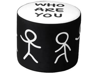 Qeeboo Linescapes White Who Are You Upholstered Pouf QB46203WH
