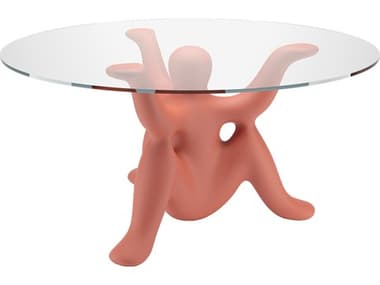 Qeeboo Helpyourself Round Glass Terracotta Dining Table QB61001TE