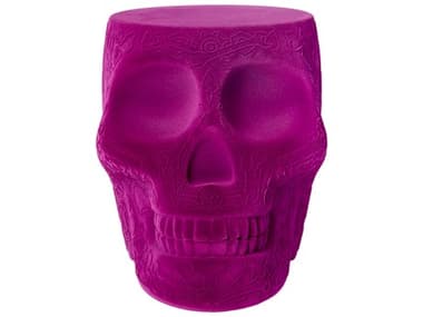 Qeeboo Mexico Violet Velvet Purple Upholstered Accent Stool and Side Table QB70002VIFL