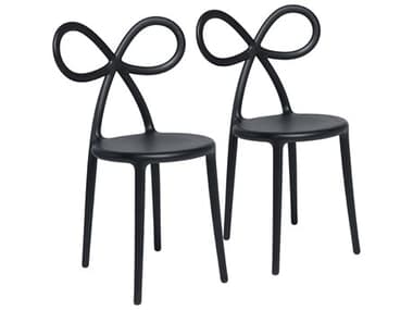 Qeeboo Ribbon Black Armless Dining Chair (Set of 2) QB80001BLI