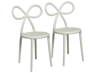 Qeeboo Ribbon White Armless Dining Chair (Set of 2) QB80001WHO
