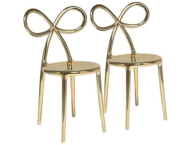 Qeeboo Ribbon Gold Armless Dining Chair (Set of 2) QB80002GO