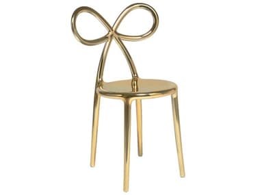 Qeeboo Ribbon Gold Armless Dining Chair QB80002GOS