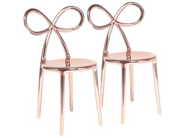 Qeeboo Ribbon Pink Armless Dining Chair (Set of 2) QB80002PG