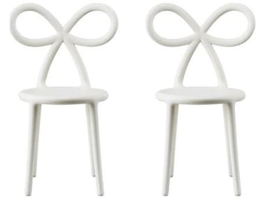 Qeeboo Ribbon Baby White Armless Dining Chair (Set of 2) QB81001WHO