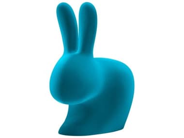 Qeeboo Rabbit Baby Blue Velvet Accent Chair QB90009LB
