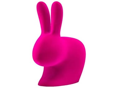 Qeeboo Rabbit Pink Velvet Accent Chair QB90010FX