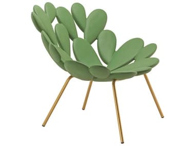 Qeeboo Outdoor Filicudi Balsam Green Brass Recycled Plastic Lounge Chair QBO17001BGBR