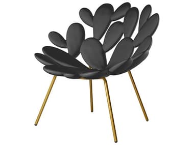 Qeeboo Outdoor Filicudi Black Brass Recycled Plastic Lounge Chair QBO17001BLBR